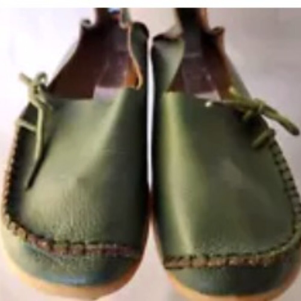 Green Leather Driving Mocs NWOT